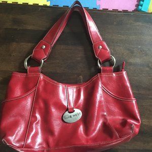 Nine West Fire Red Faux Leather Bag